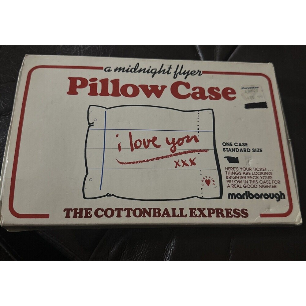 Novelty Muslin Pillowcase New in Box Marlborough Midnight Flyer NOS 70’s VTG